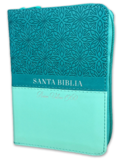 Biblia RVR60 025czti PJR - Bifloral- Turquesa/Turquesa con índice y cierre.