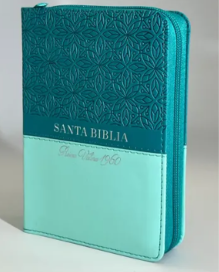 Biblia RVR60 025czti PJR - Bifloral- Turquesa/Turquesa con índice y cierre.