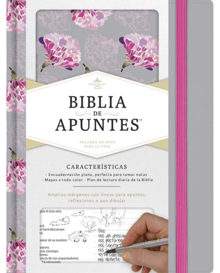 RVR 1960 Biblia de apuntes, gris y floreado tela impresa