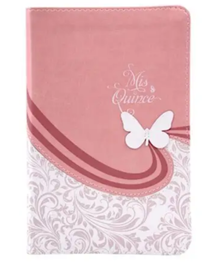 RVR 1960 Biblia Mis Quince, rosa y blanco simil piel