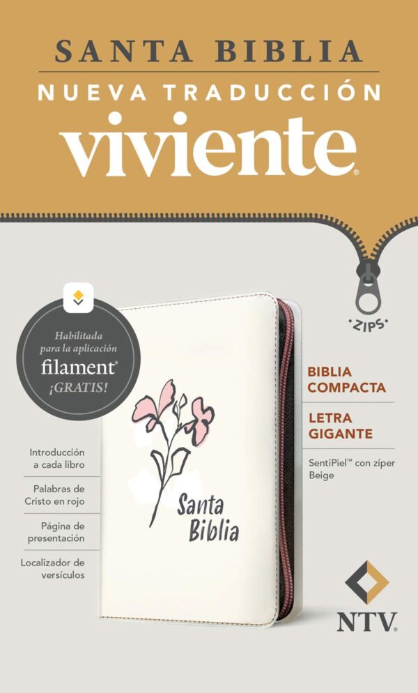 Biblia compacta NTV, letra grande con Filament (Con cierre) Beige