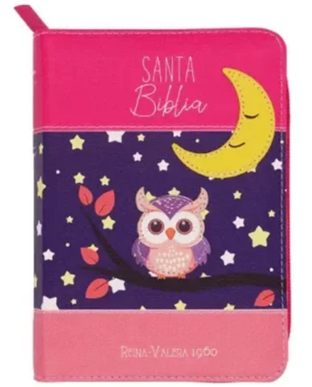 Biblia RVR60 025 cz PJR Primor Fucsia/lila/ rosa Luna – Búho