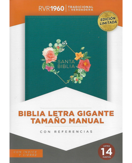 RVR 1960 Biblia letra Gigante tamano manual edicion limitada 2023, turquesa simil piel con cierre e indice