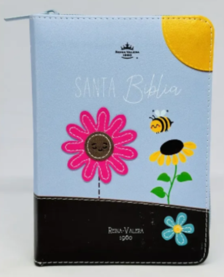 Biblia RVR60 025 cz PJR Primor Café/Azul abejas en primavera