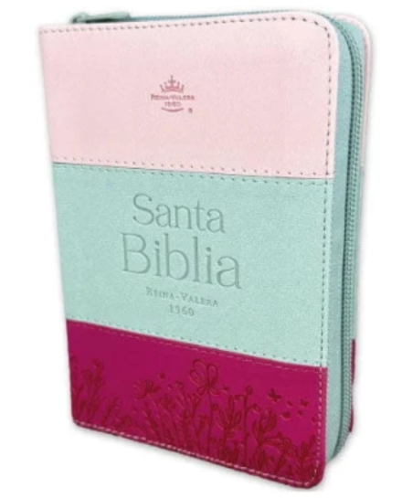 Biblia RVR60 025czti Tricolor Rosa/blanco/fucsia Con cierre y con índice.